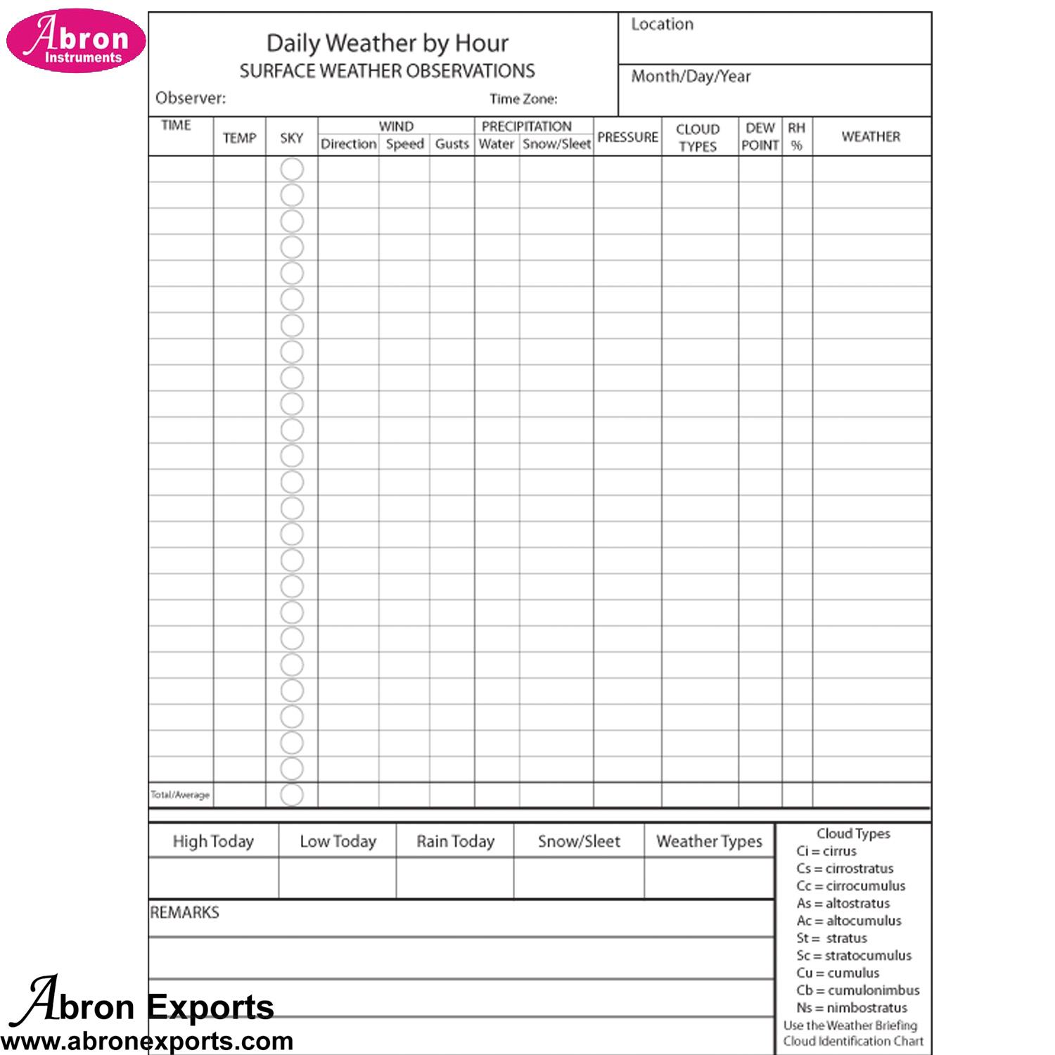 Weather report chart daily report map recording chart abron pack of 30 AM-130ED